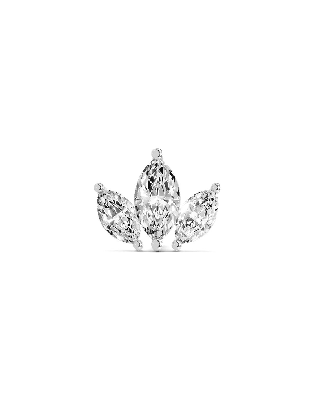 SpLab Grown Diamond IGI Certified 0.26 Carat Floral Marquise Shape Nose Pin 14K White Gold