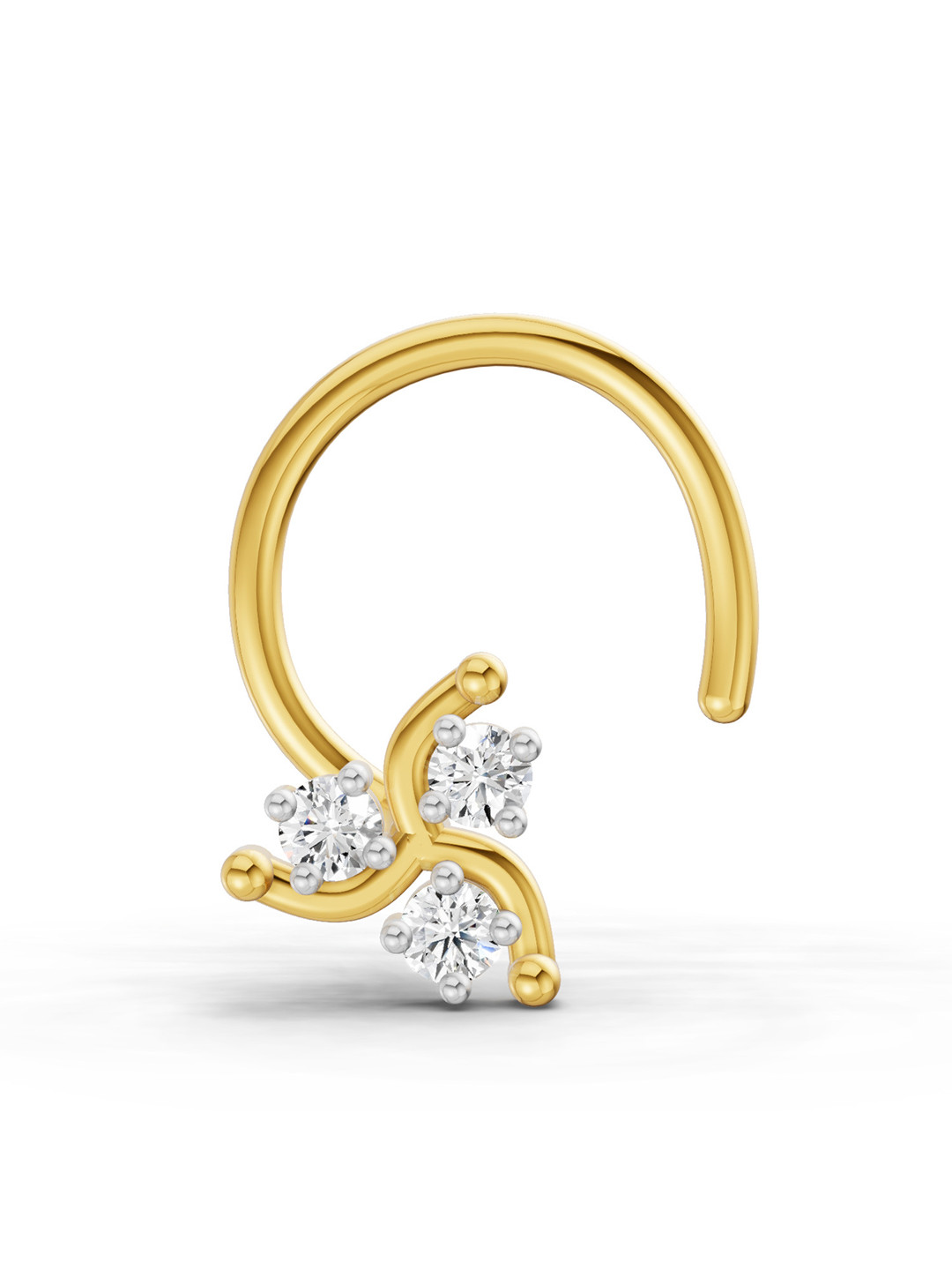 Sparkles Lab Grown Diamond 0.03 Carat Floral Diamond Nose Pin 14K Yellow Gold