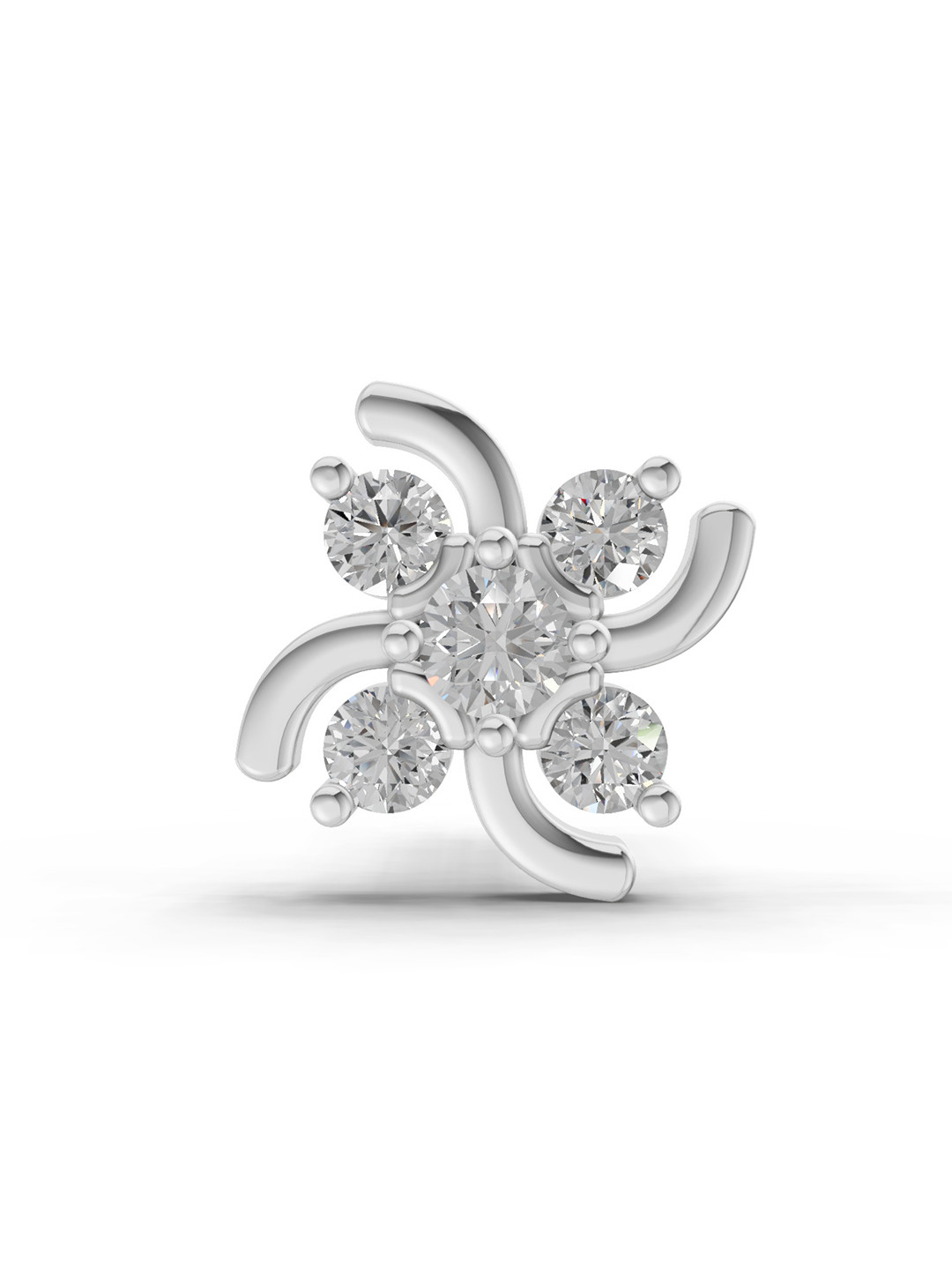 Sparkles Lab Grown Diamond IGI Certified 0.06 Ct Floral Stud Round Shape Nose Pin 14K