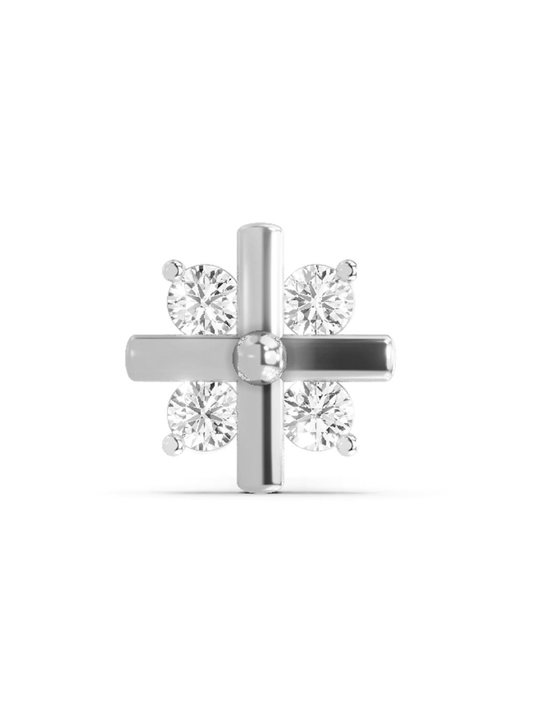 Sparkles Diamond IGI Certified 0.06 Ct Floral Stud Round Shape Nose pin 14K White Gold