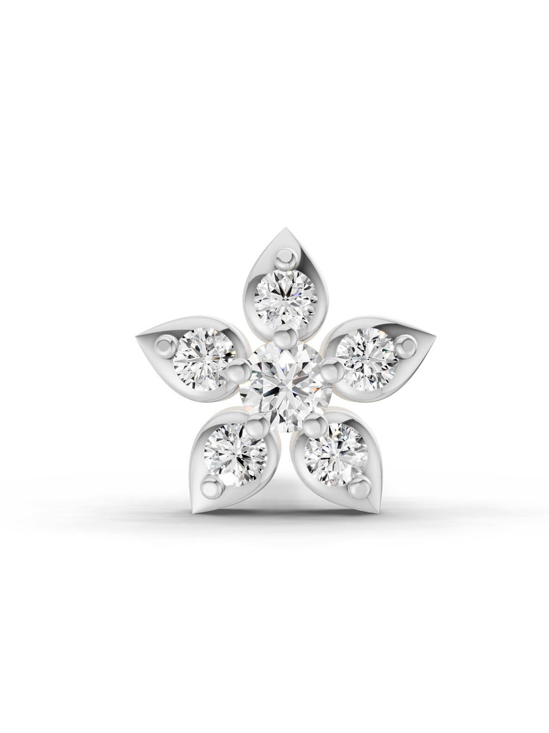 Sparkles Lab Grown Diamond IGI Certified 0.06 Carat Floral Stud Nose Pin 14K Rose Gold