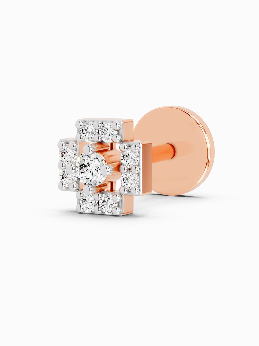 Sparkles Diamond IGI Certified 0.04 Carat Round Shape Diamond Nose Pin 14K Rose Gold