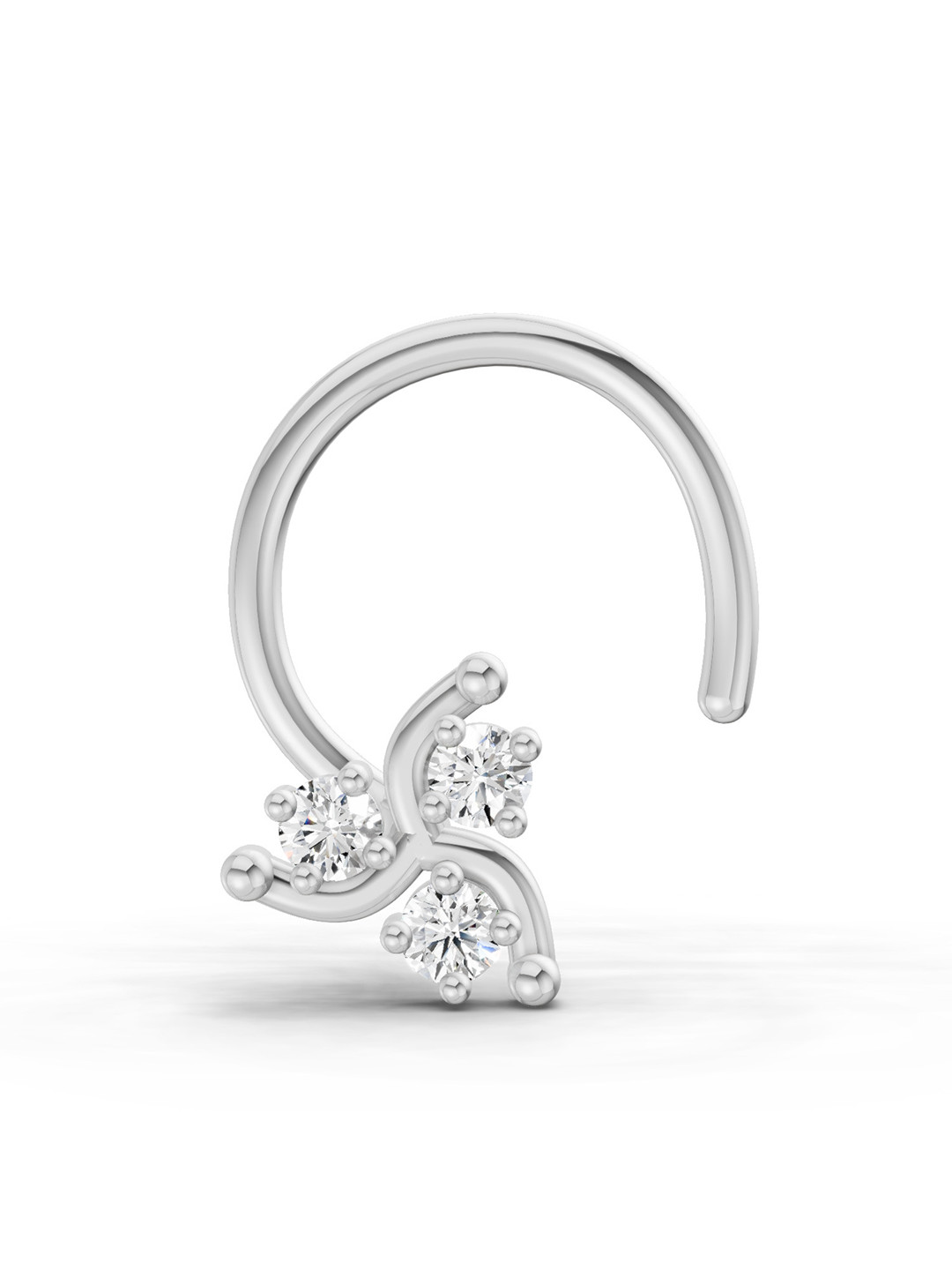 Sparkles Lab Grown Diamond 0.03 Carat Floral Diamond Nose Pin 14K White Gold