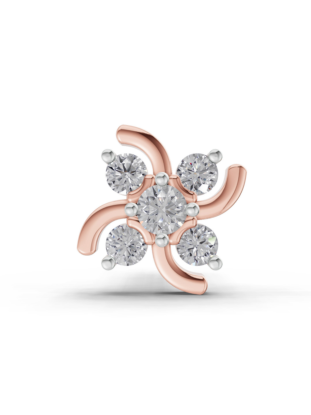 Sparkles Lab Grown Diamond IGI Certified 0.06 Ct Floral Stud Nose Pin 14K Rose Gold