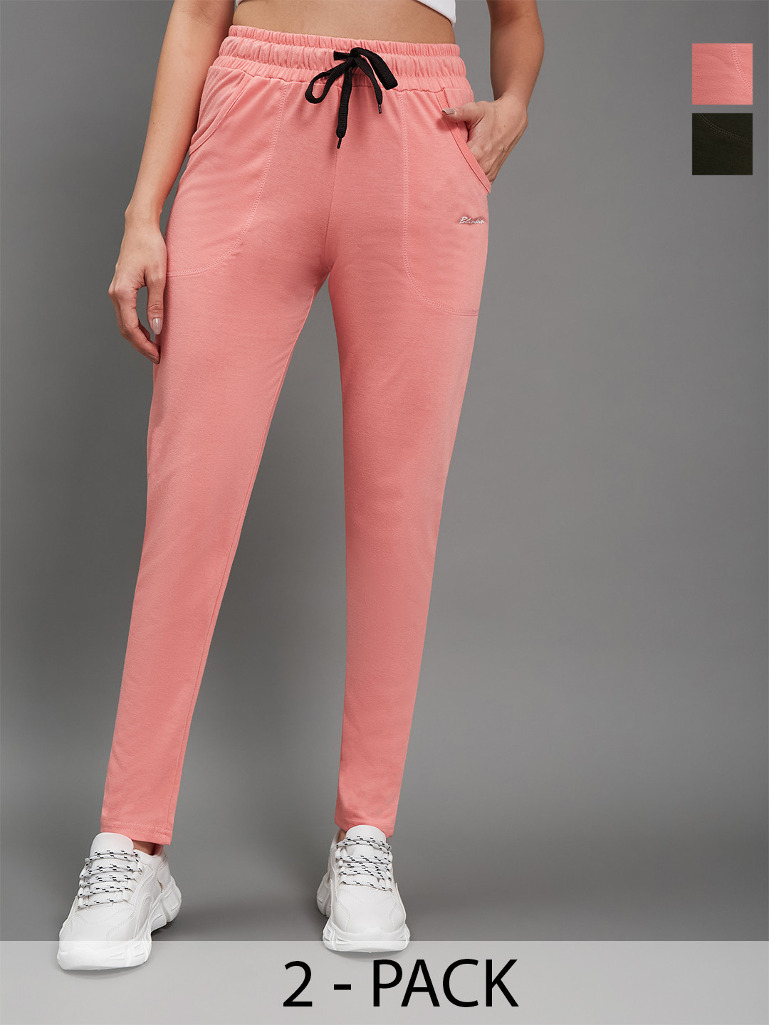 Blinkin Women Pack Of 2 Cotton Relaxed Fit Mid-Rise Track Pants