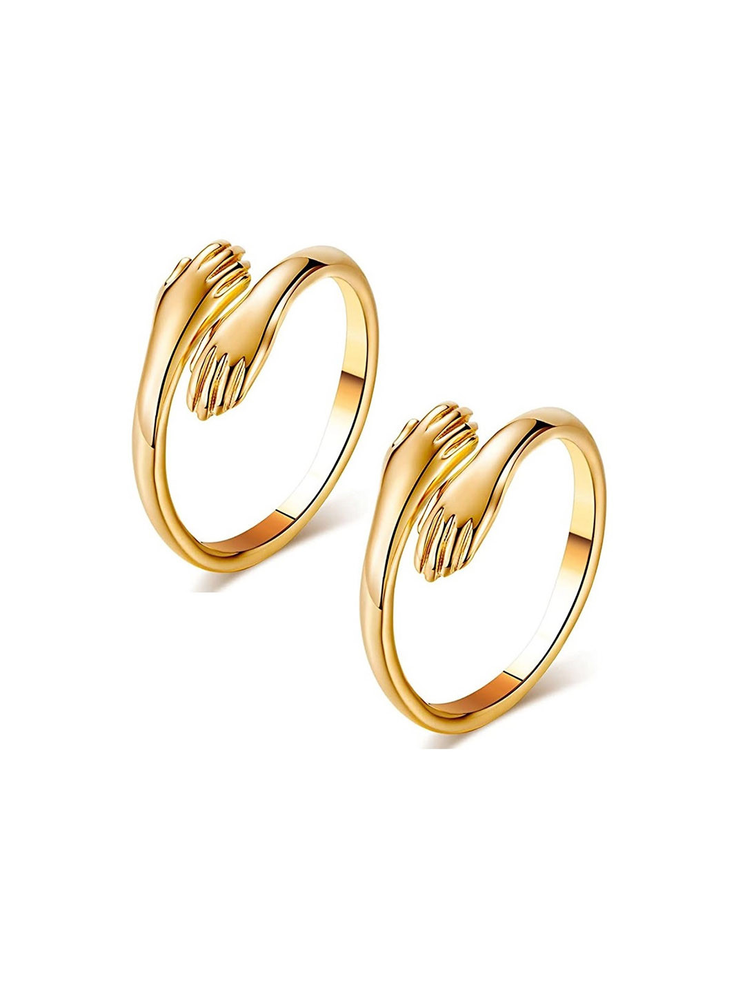 VS Unique Collection Set Of 2 Gold Plated Adjustable Valentines Rings