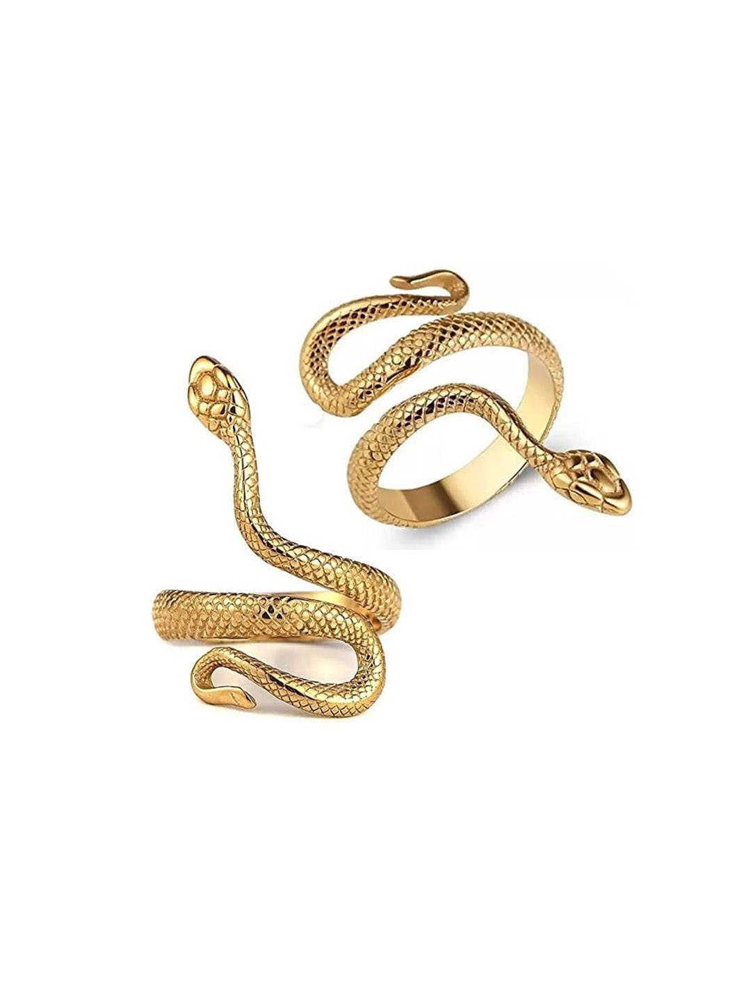 VS Unique Collection Set Of 2 Gold Toned Brass Plated Stainless Steel Finger Ring
