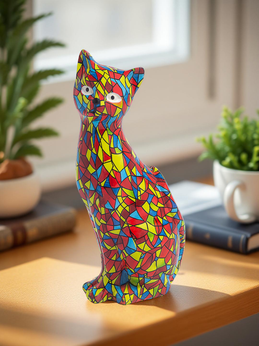 Golden Peacock Red Figurine Showpiece