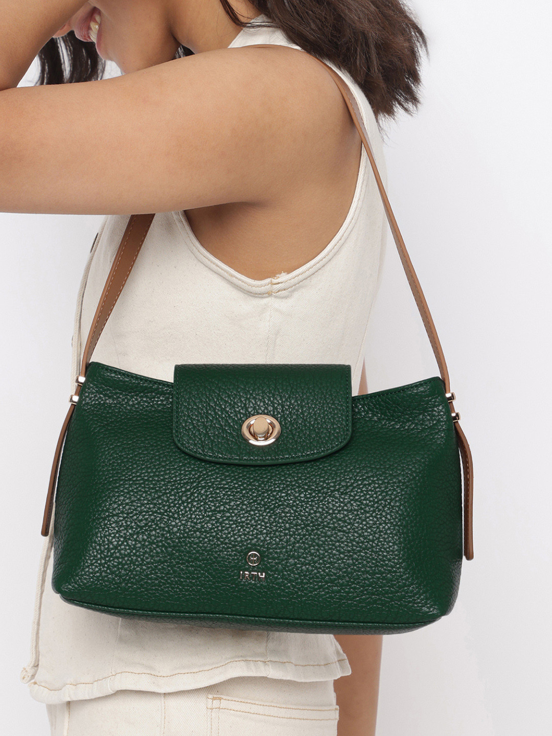 IRTH by House of Titan Moss Textured Shoulder Bag