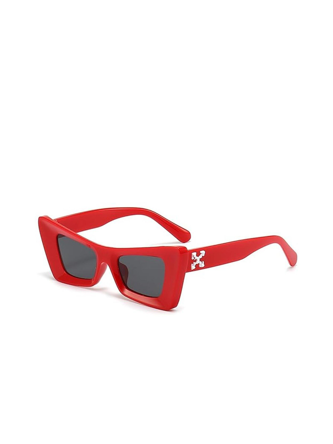 AUGEN Unisex Black Lens & Red Rectangle Sunglasses with