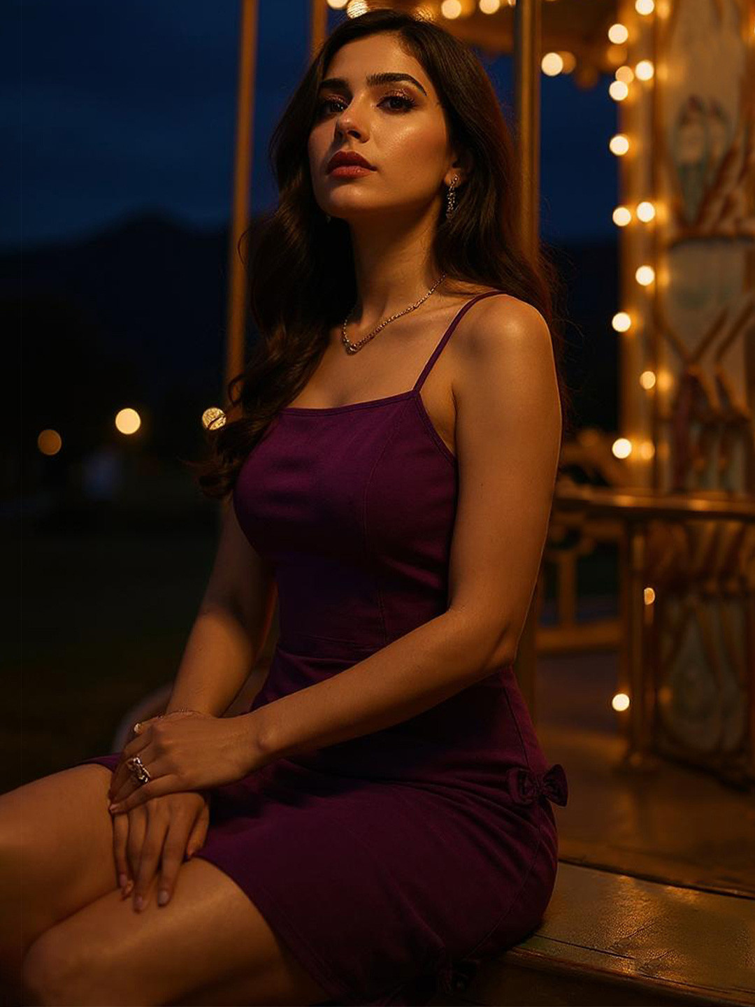 ZUMMER Women Solid Bodycon Bow Detail Dress