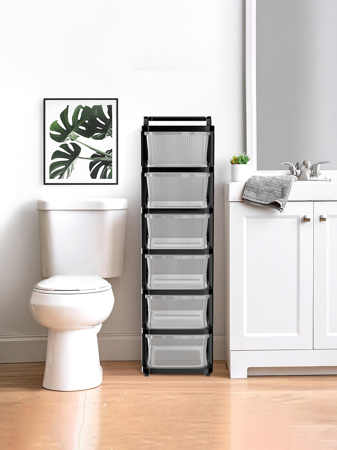 RUBOXA Transparent & Black 6-Layer Modular Storage Drawer Organisers