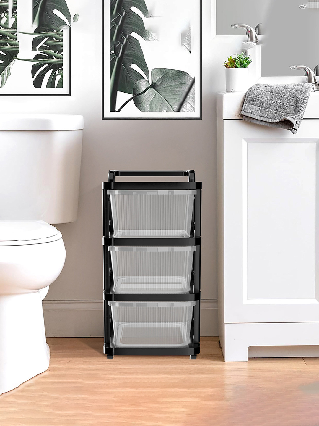 RUBOXA Transparent & Black 3 Layer Drawer Organiser Organisers
