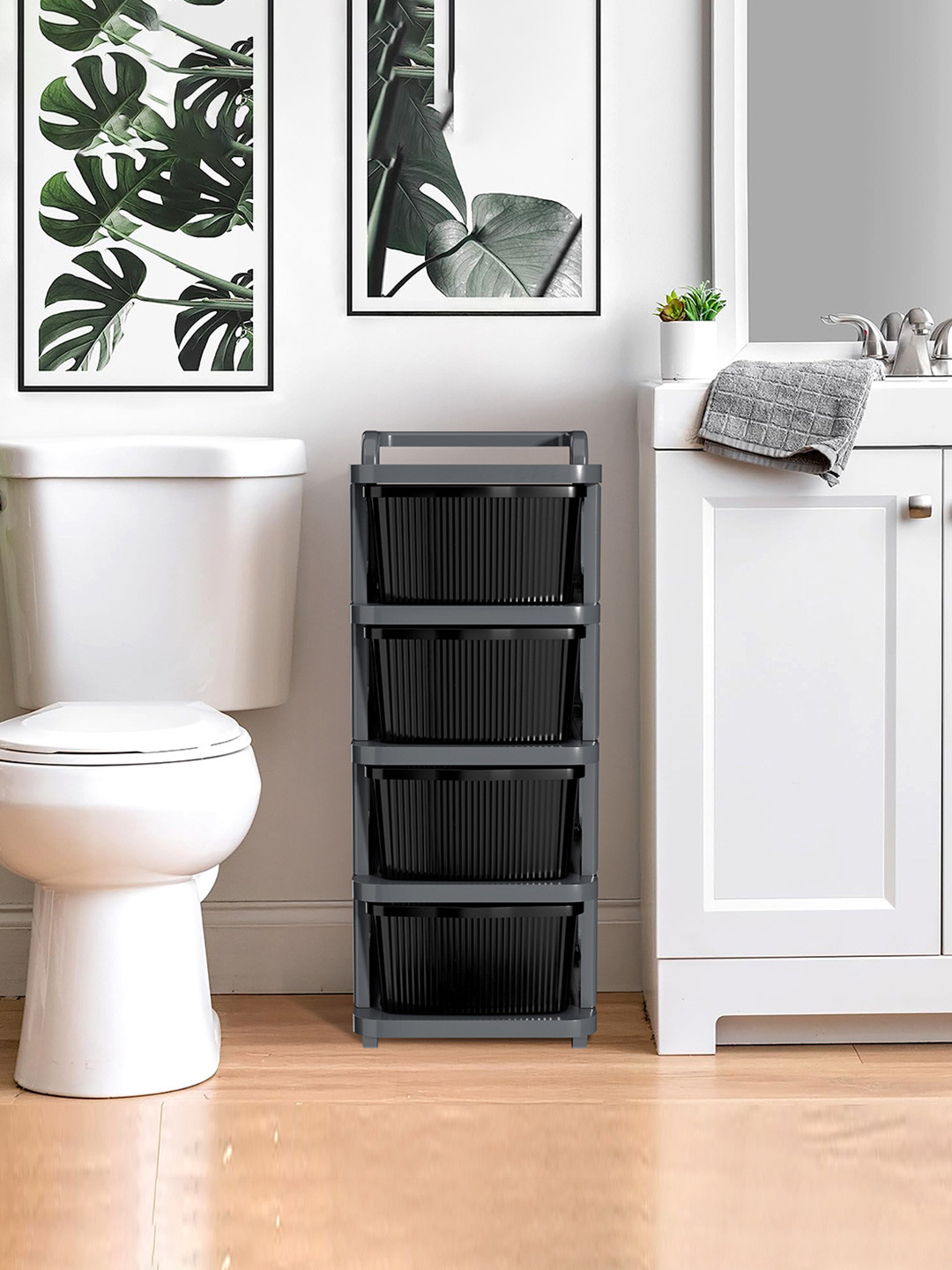 RUBOXA Grey & Black 4-Layer Modular Storage Drawer Organiser