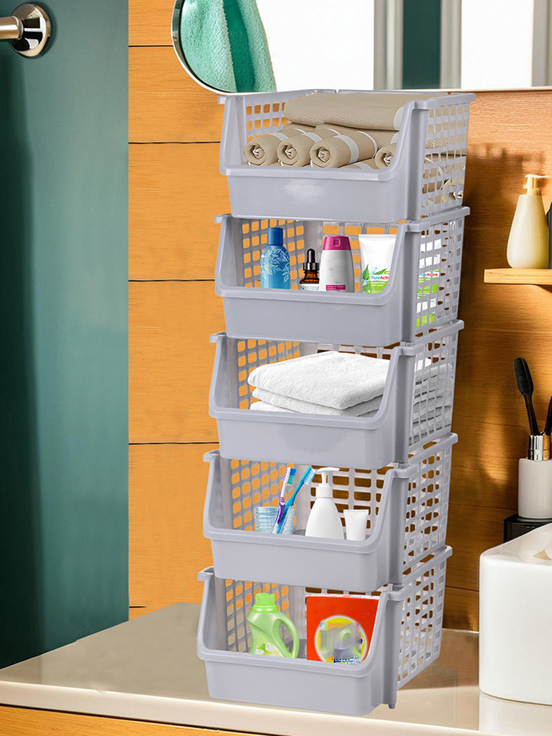 RUBOXA Grey 5 Tier Multi-Utility Organiser