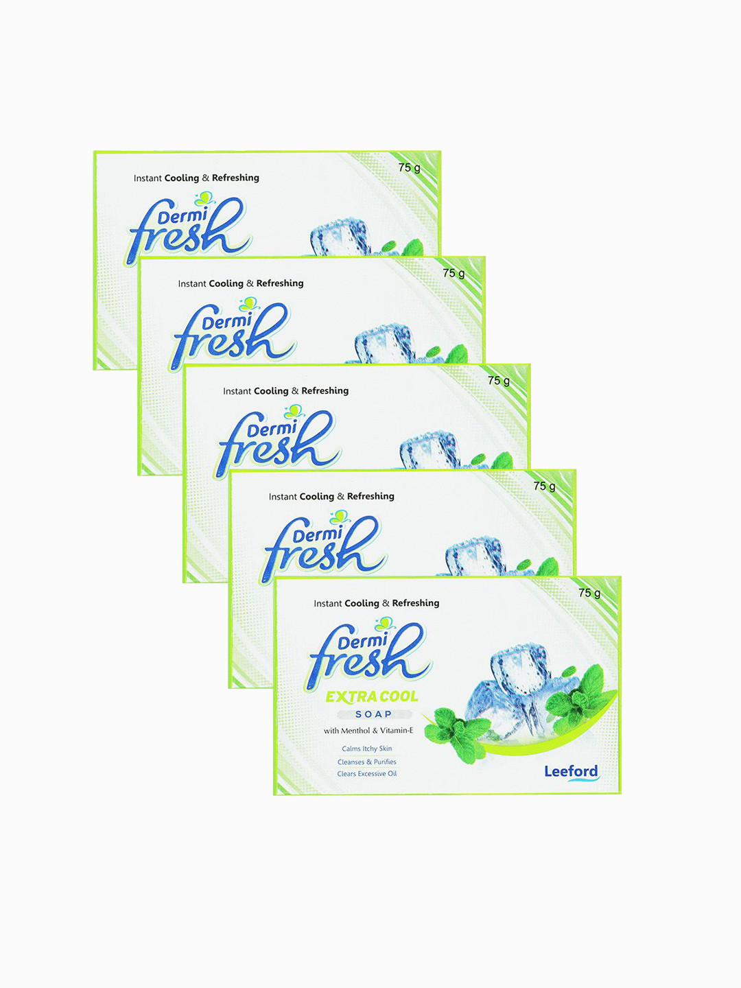 DERMIFRESH Set Of 5 Extra Cool Soap With Vitamin E - 75 g Each