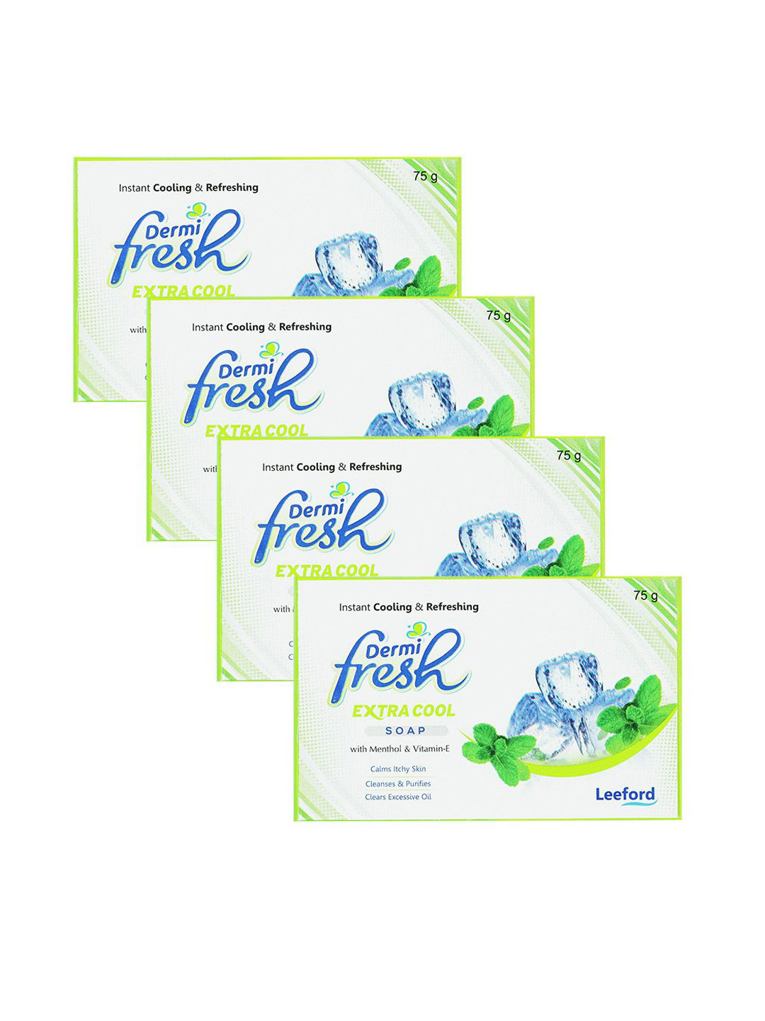 DERMIFRESH Set Of 4 Extra Cool Soap With Vitamin E - 75 g Each