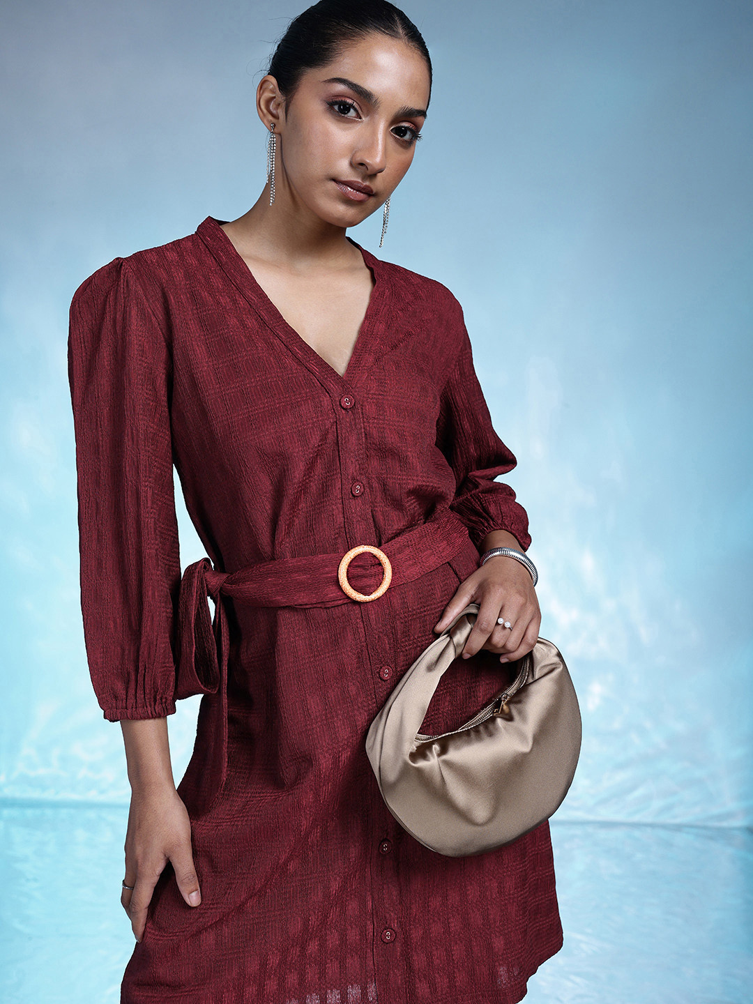 bebe Puff Sleeve Blouson Dress