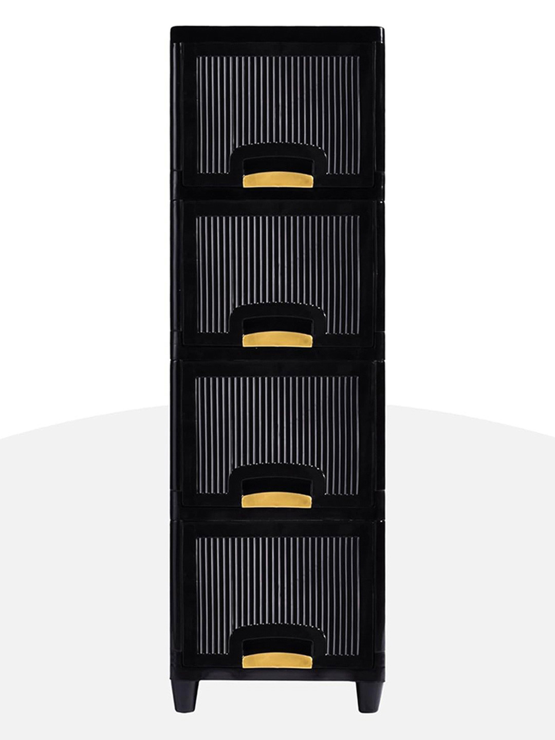 RUBOXA Black & Beige 4 Units Multipurpose Folding Cabinet Storage  Organisers