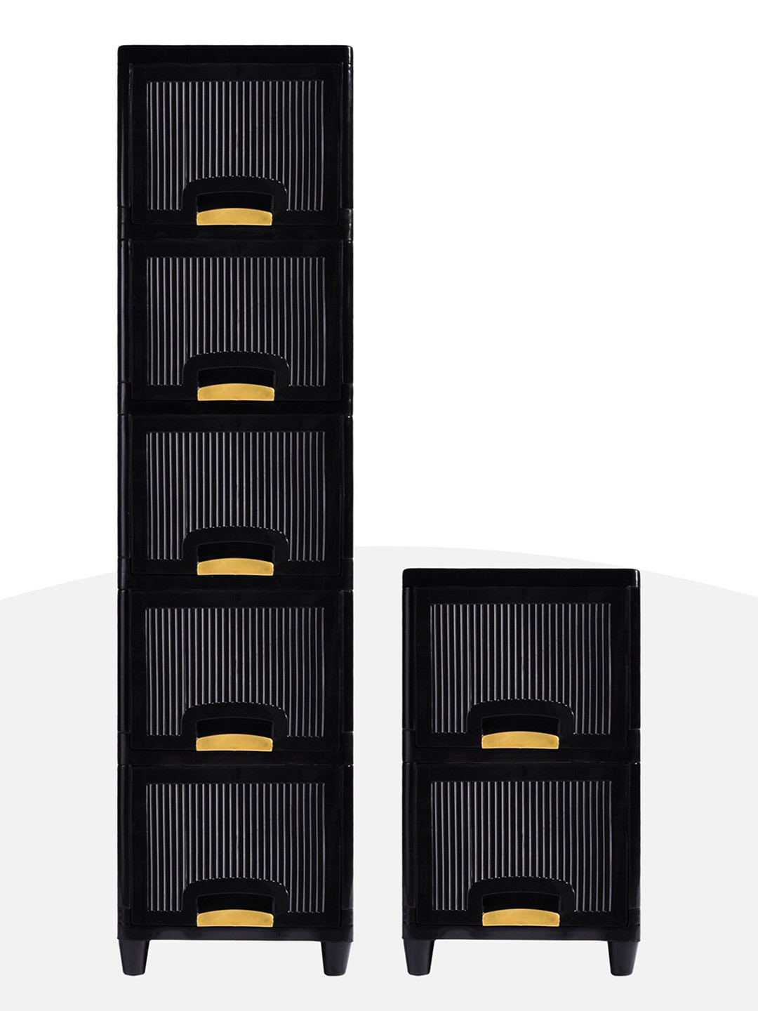 RUBOXA 7 Unit Black Cabinet Rack Drawer Organiser 5+2 Multi-Layer Folding Clothes Rack