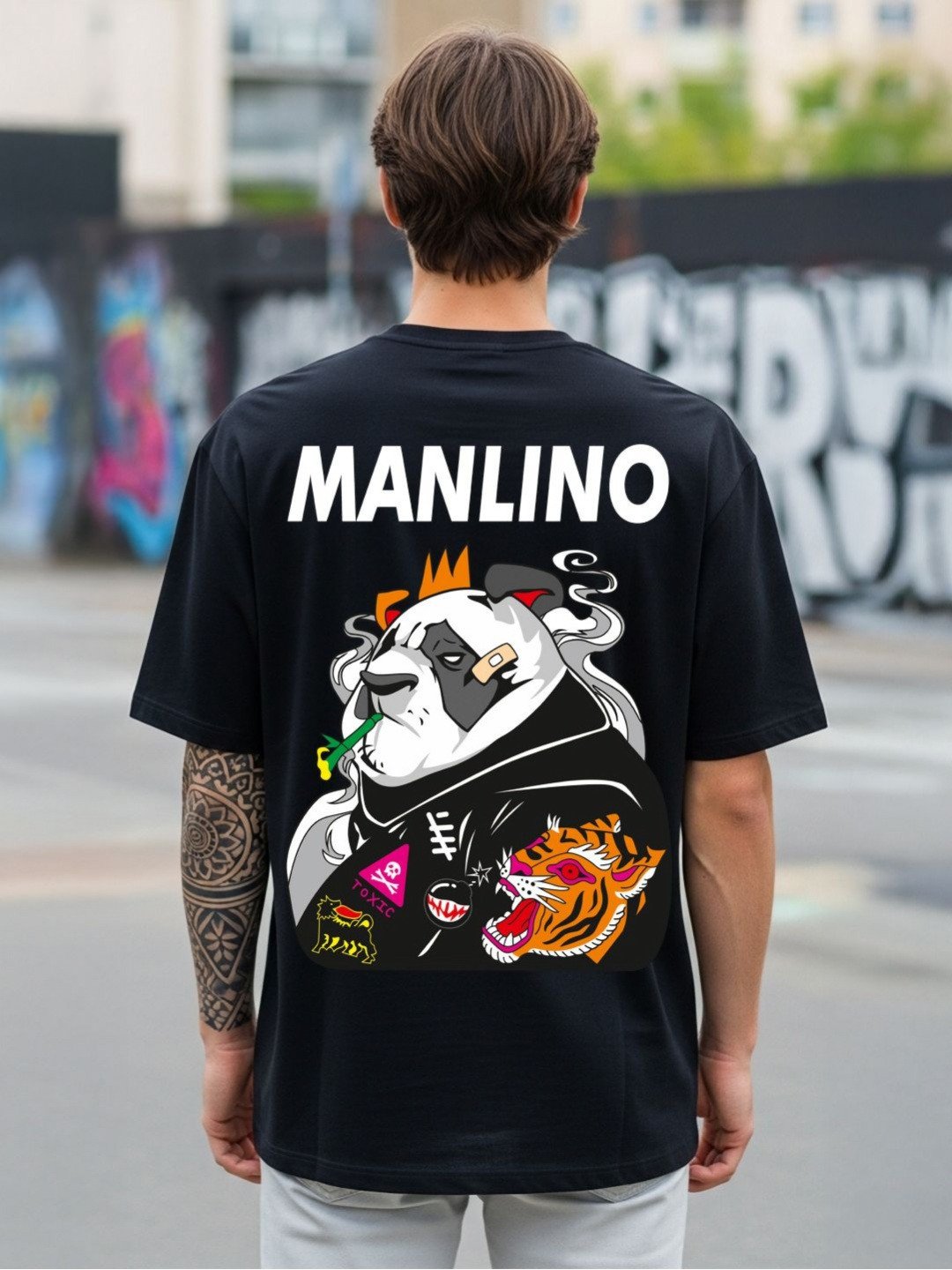 MANLINO Graphic Printed Oversized Cotton T-shirt
