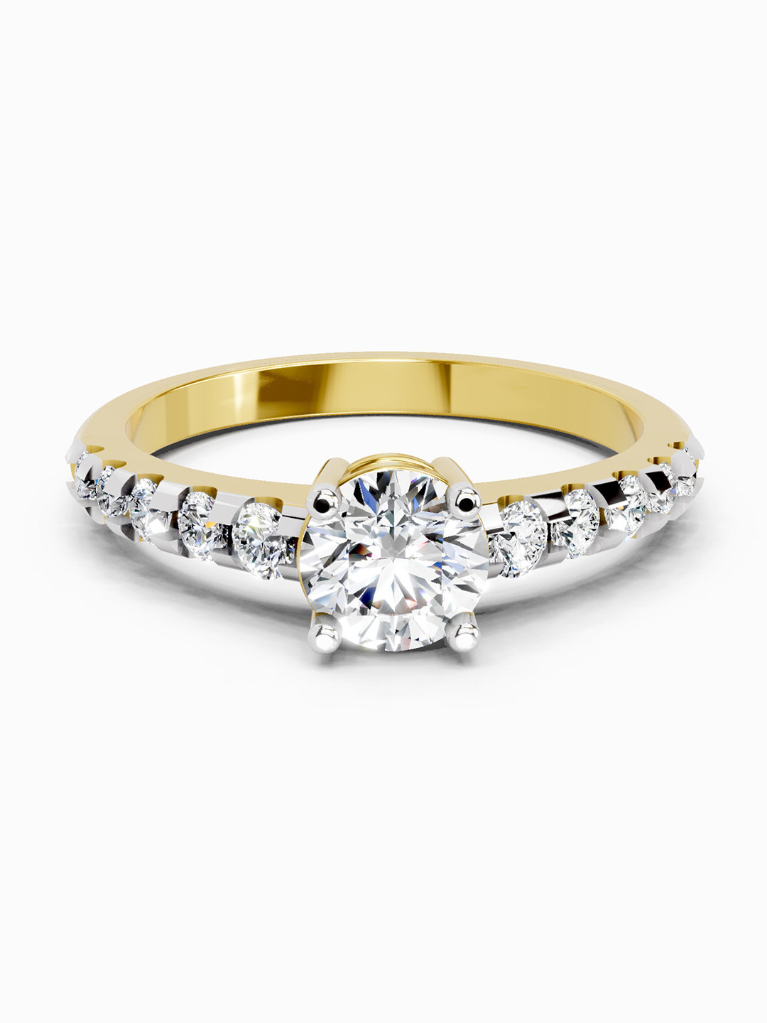 14K Yellow Gold Lab Grown Diamond 1.12 Carat Solitaire Diamond Ring