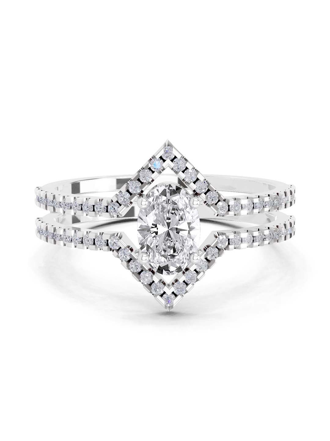 Sparkles 14K White Gold Lab Grown Diamond 0.65 Carat Oval Shape Diamond Ring