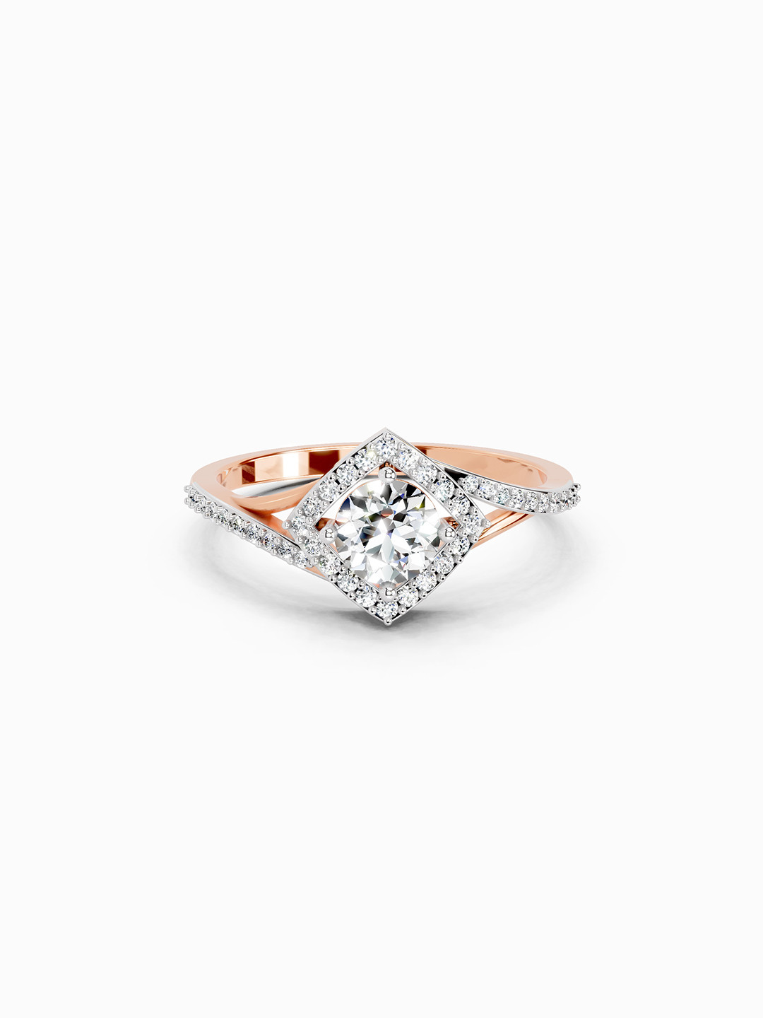 Sparkles 14K Rose Gold Lab Grown Diamond 0.67 Carat Round Shape Diamond Ring