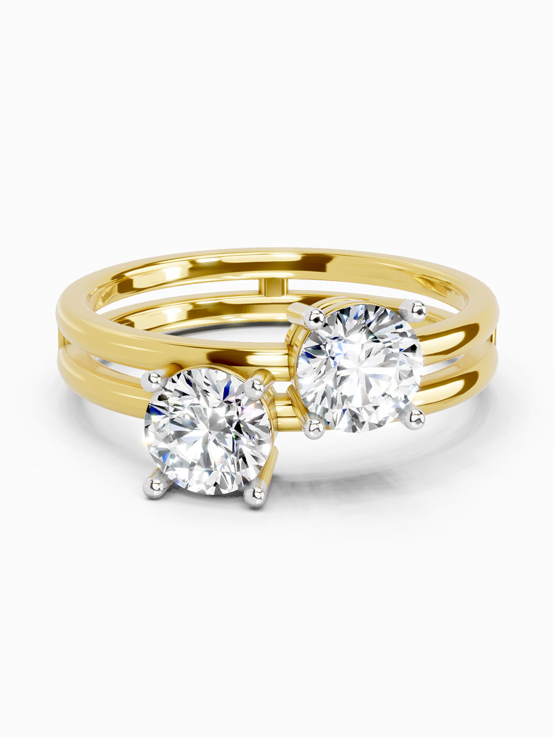 Sparkles 14K Yellow Gold Lab Grown Diamond 1 Carat Round Shape Diamond Ring