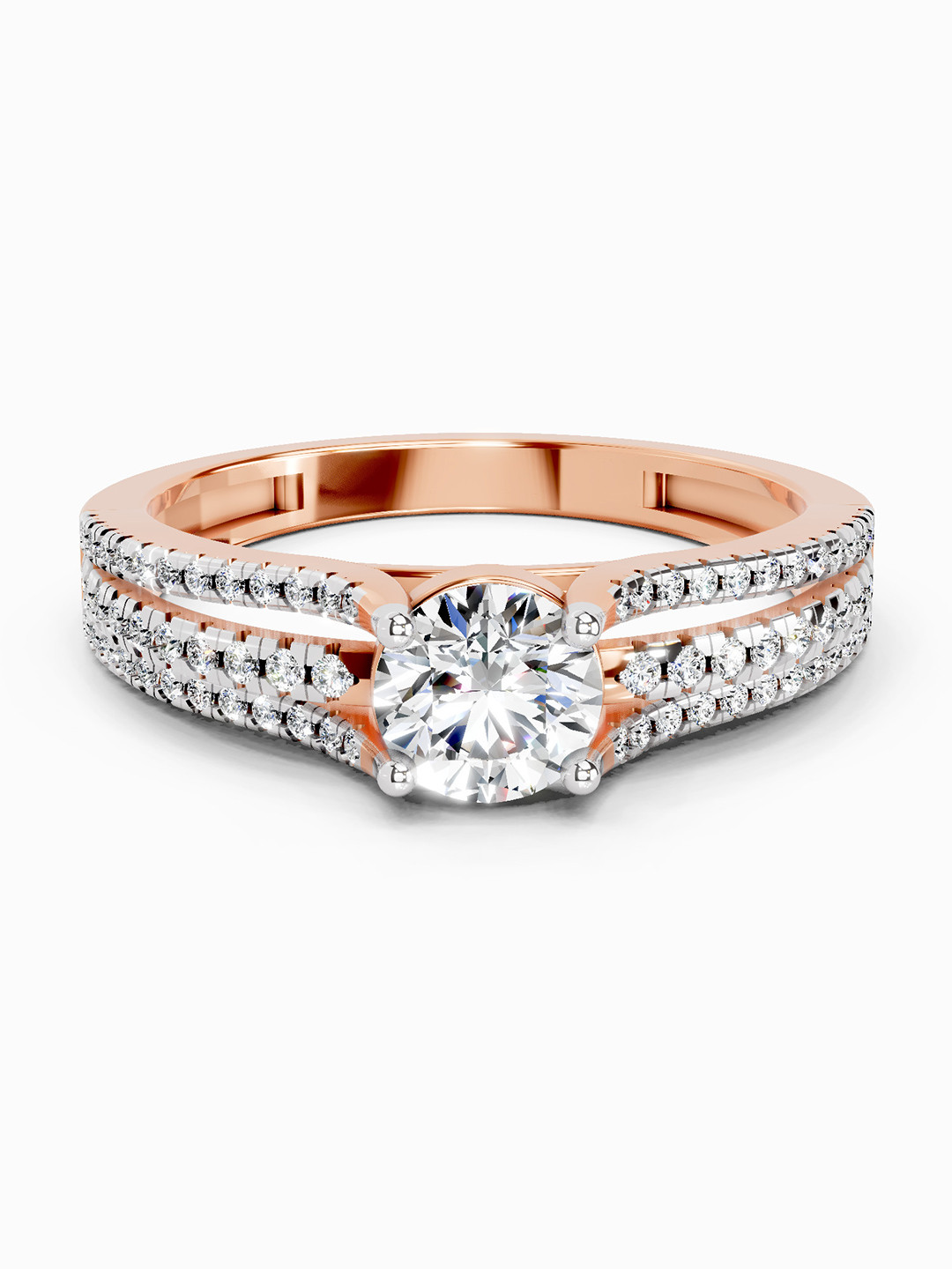 Sparkles 14K Rose Gold Lab Grown Diamond 1.15 Carat Round Shape Diamond Ring
