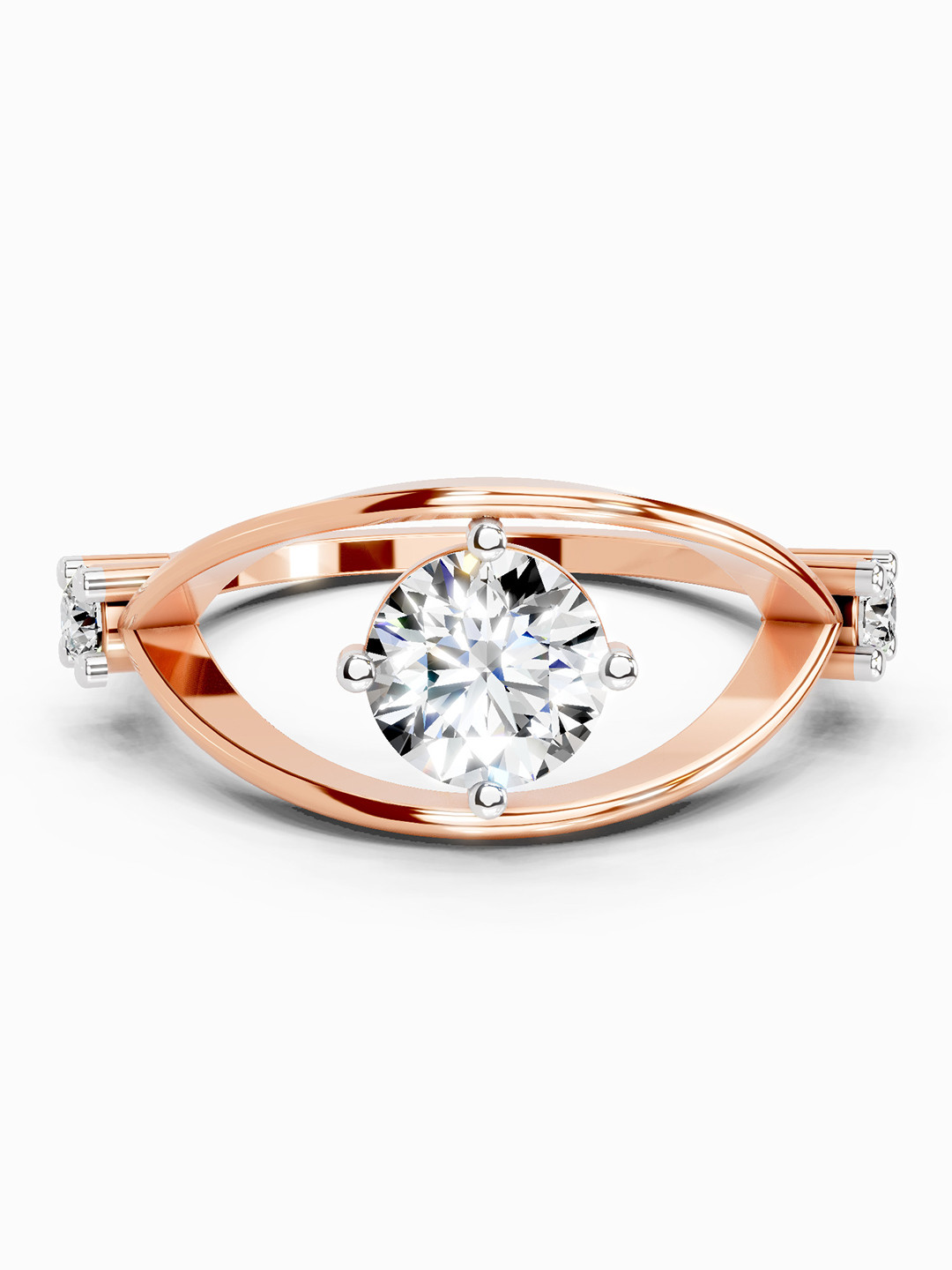 Sparkles 14K Rose Gold Lab Grown Diamond 0.16 Carat Round Shape Diamond Ring