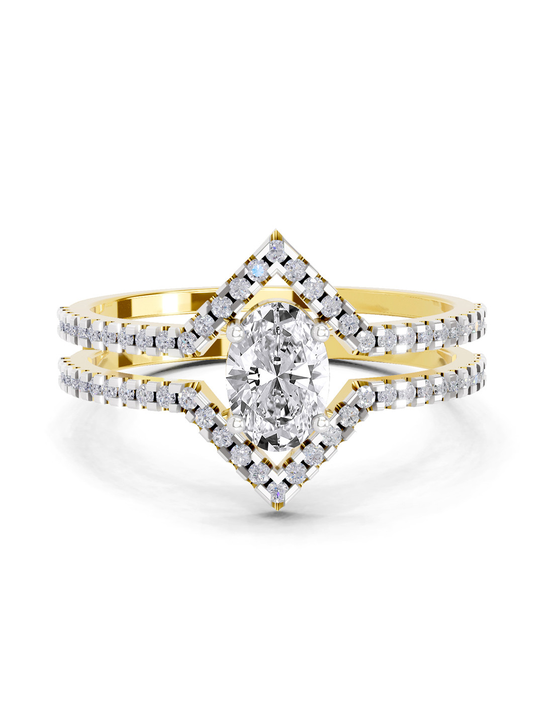 14K Yellow Gold Lab Grown Diamond 0.65 Carat Oval Shape Diamond Ring