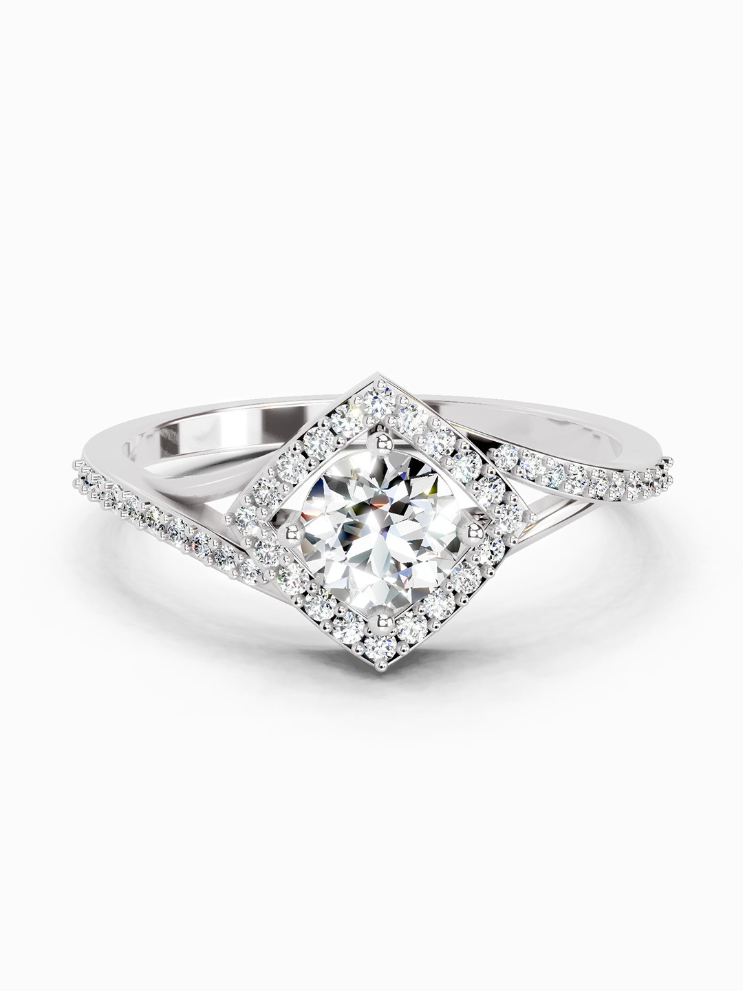 Sparkles 14K White Gold Lab Grown Diamond 0.67 Carat Round Shape Diamond Ring