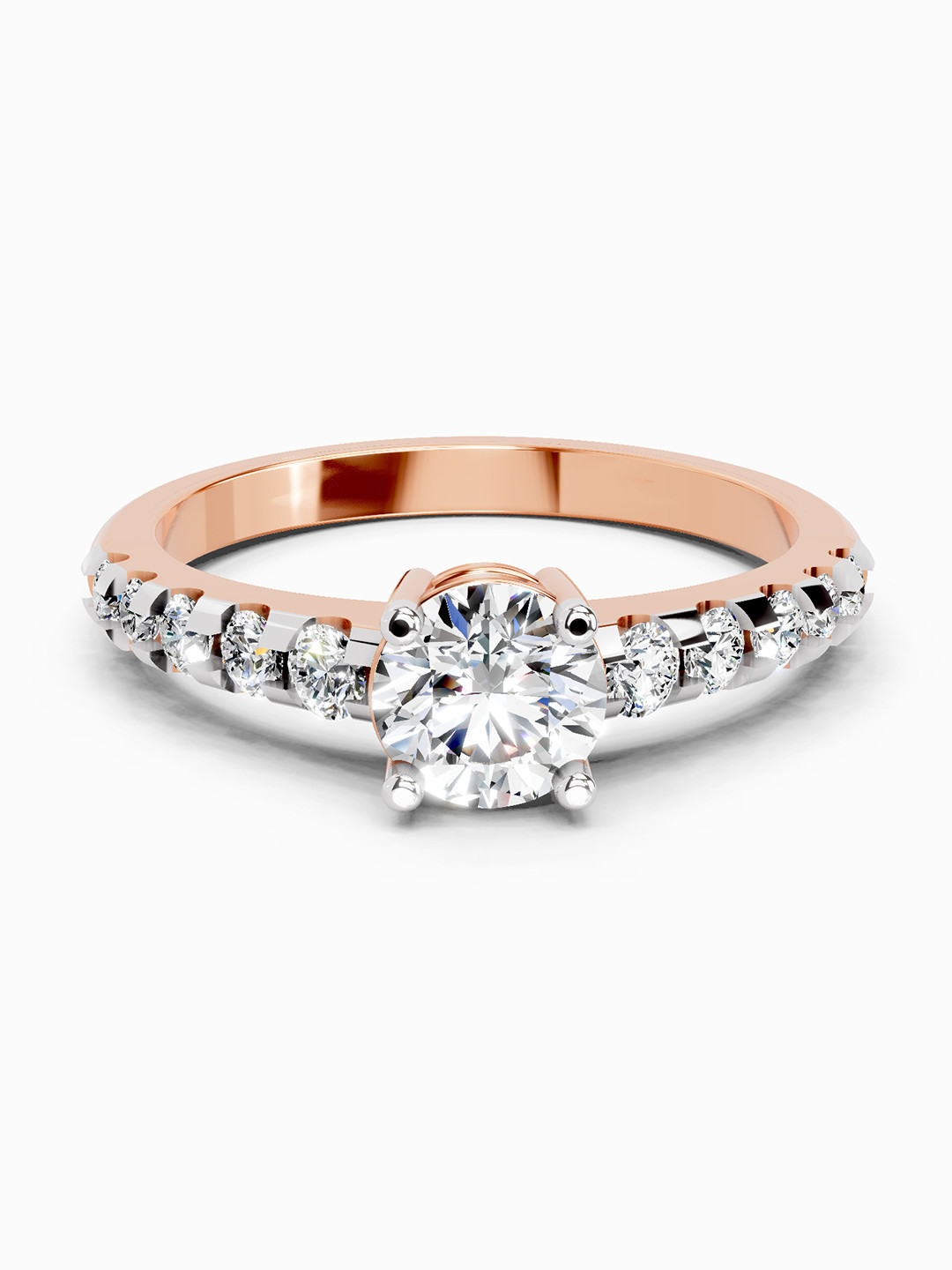 14K Rose Gold Lab Grown Diamond 1.12 Carat Solitaire Diamond Ring
