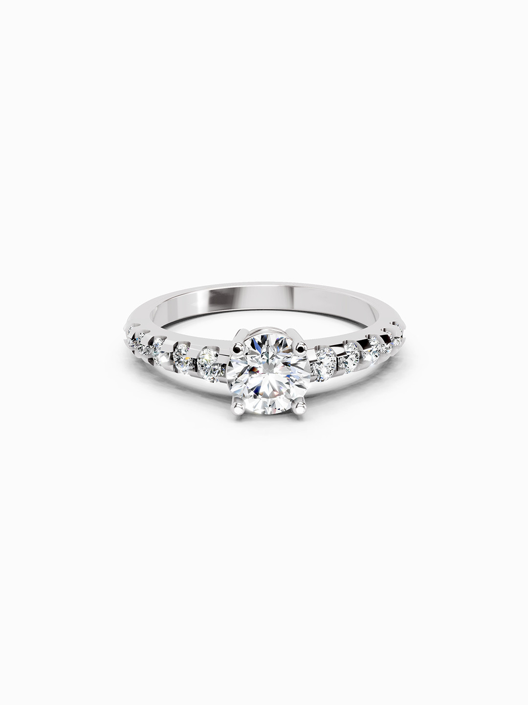 Sparkles 14K White Gold Lab Grown Diamond 1.12 Carat Solitaire Diamond Ring