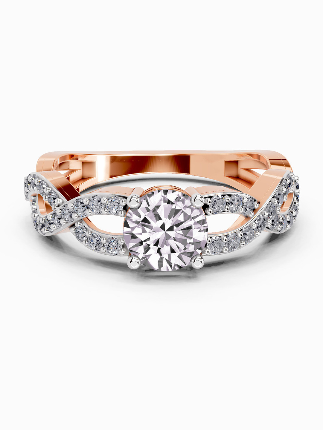 Sparkles Lab Grown Diamond 0.39 Carat Round Shape infinity Diamond Ring 14K Rose Gold