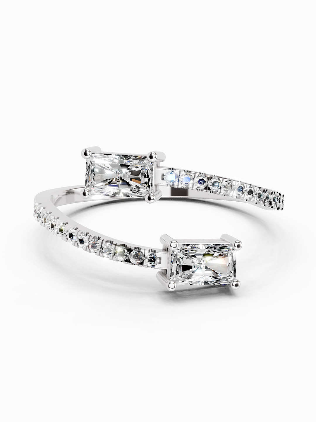 Sparkles 14K White Gold Lab Grown Diamond 0.82 Carat Emerald & Round Shape Diamond Ring