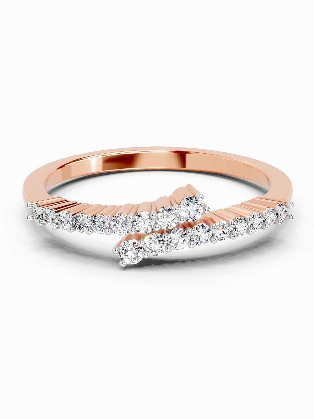 Sparkles 14K Rose Gold Lab Grown Diamond 0.18 Carat Round Shape Diamond Ring