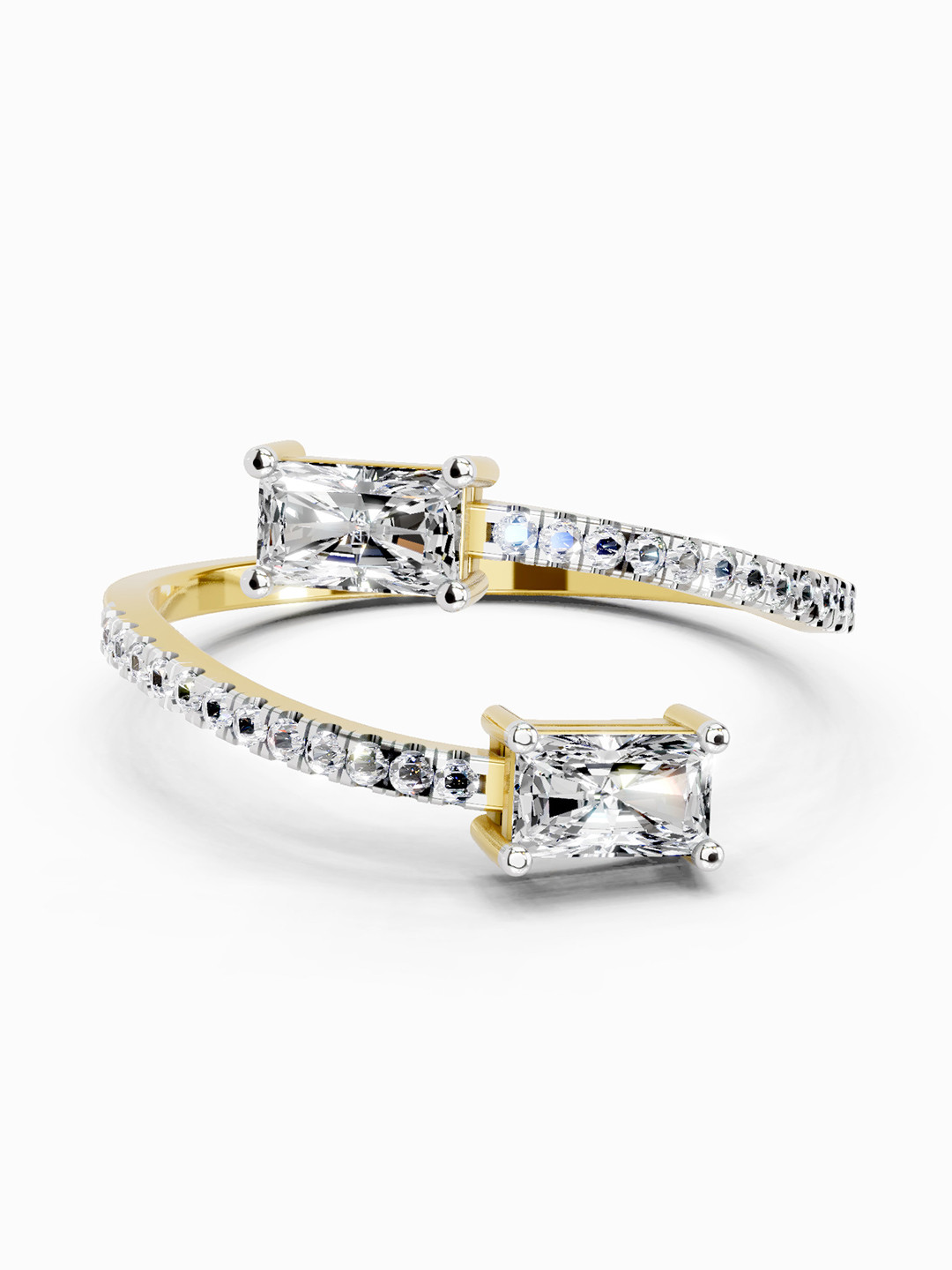 Sparkles 14K Yellow Gold Lab Grown Diamond 0.82 Carat Emerald & Round Shape Diamond Ring