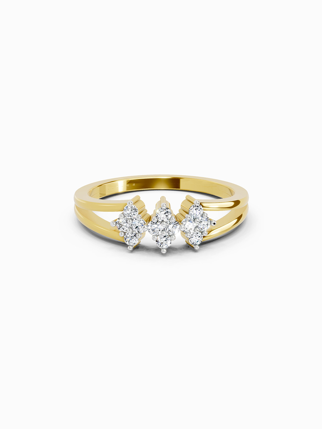 Sparkles 14K Yellow Gold Lab Grown Diamond 0.14 Carat Round Shape Diamond Ring