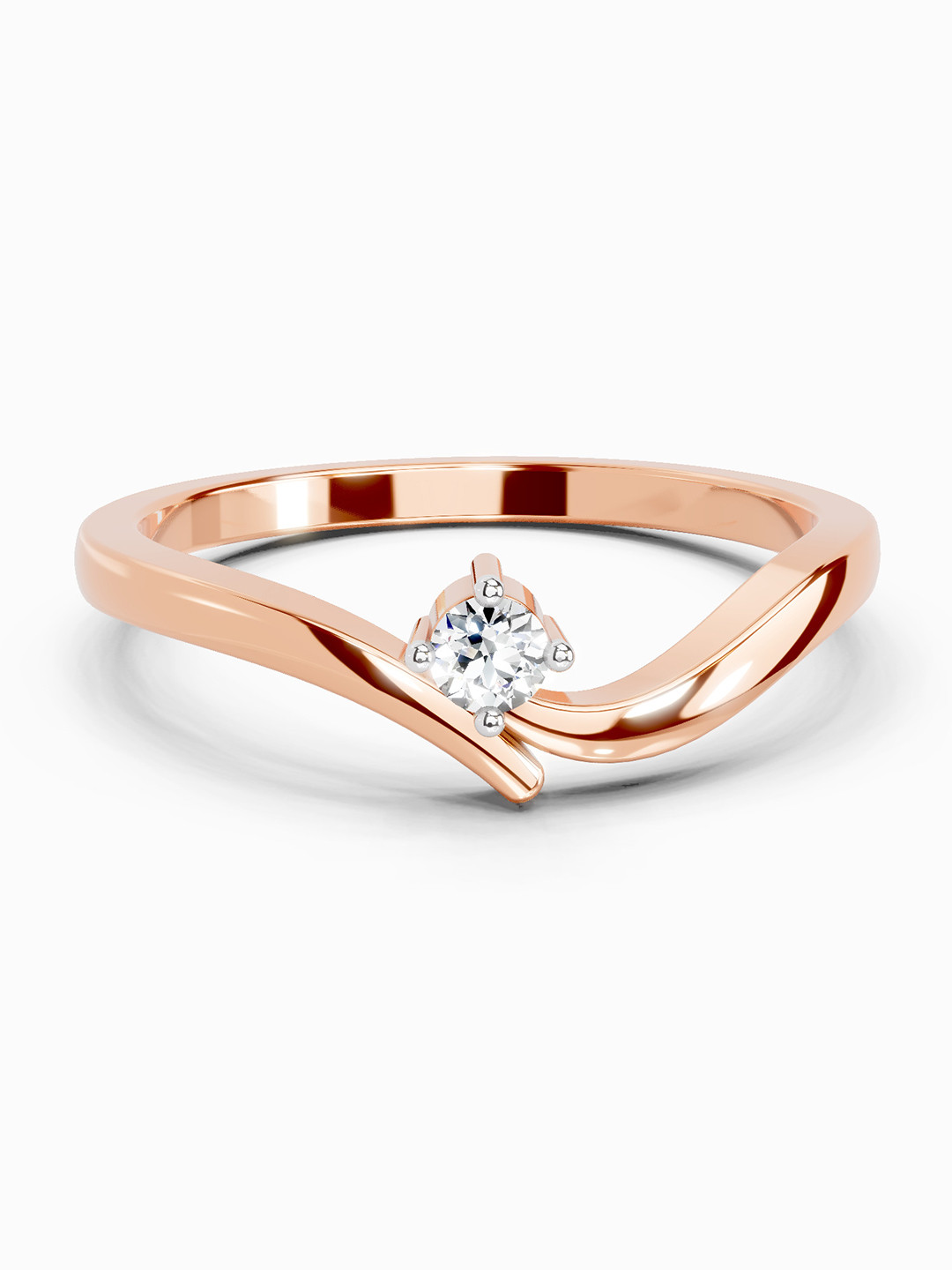 Sparkles 14K Rose Gold Lab Grown Diamond 0.07 Carat Round Shape Diamond Ring
