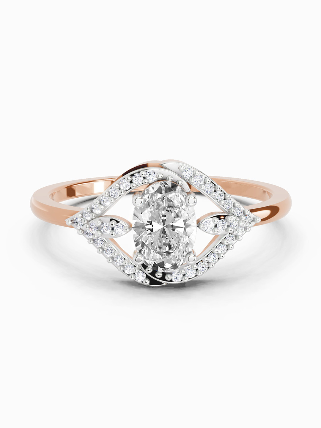 Sparkles 14K Rose Gold Lab Grown Diamond 0.51 Carat Oval Halo Ring