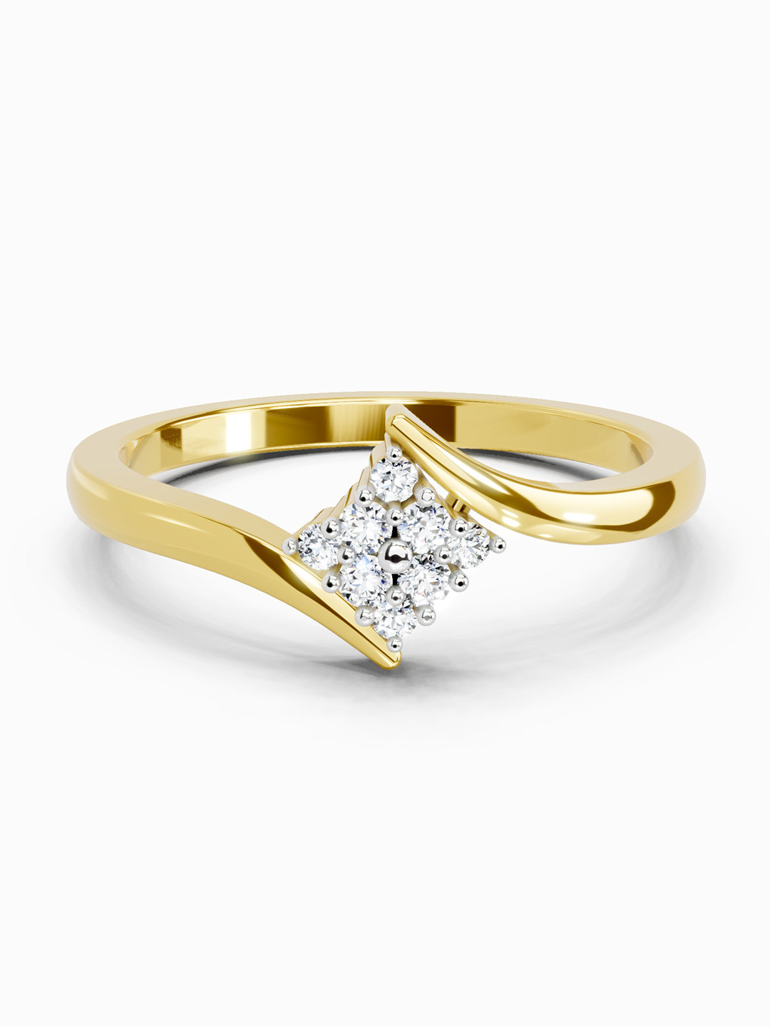 Sparkles 14K Yellow Gold Lab Grown Diamond 0.09 Carat Round Shape Diamond Ring
