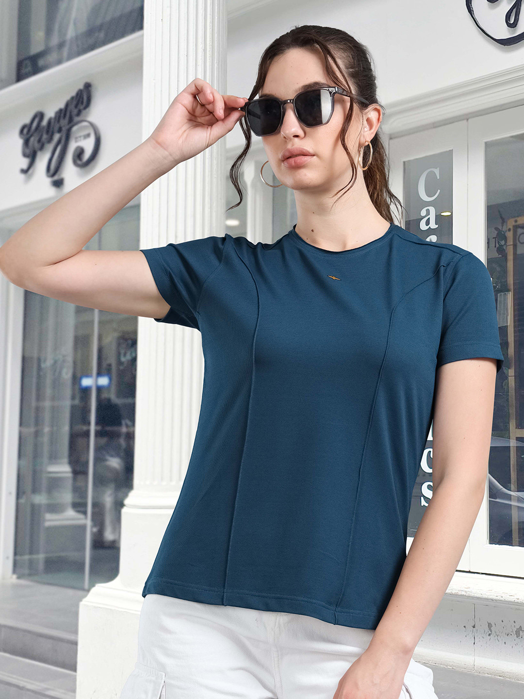 STELLERS Women Regular Fit Round Neck Cotton Tshirt