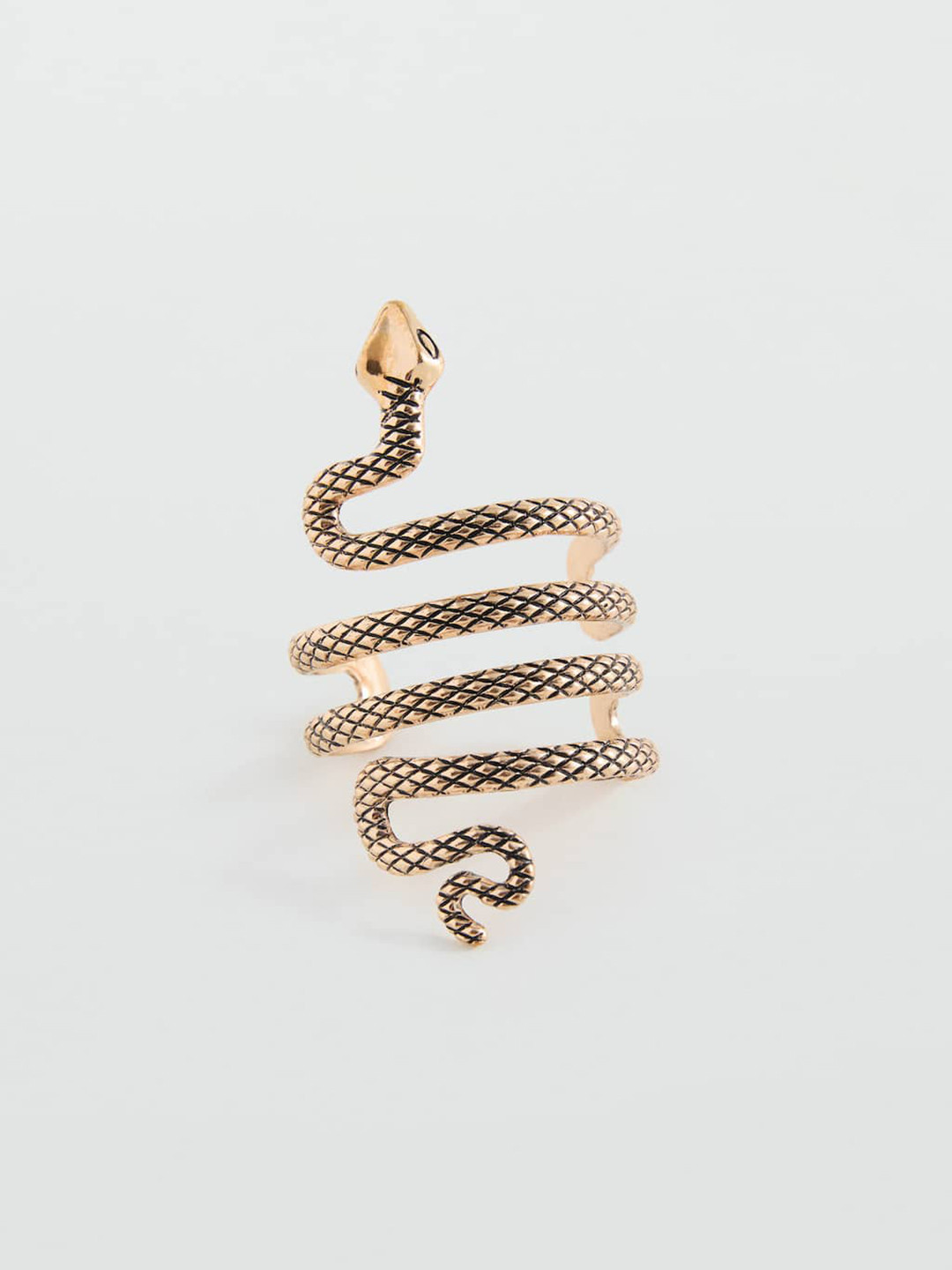MANGO Women Oxidised Snake Pattern Cuff Bracelet