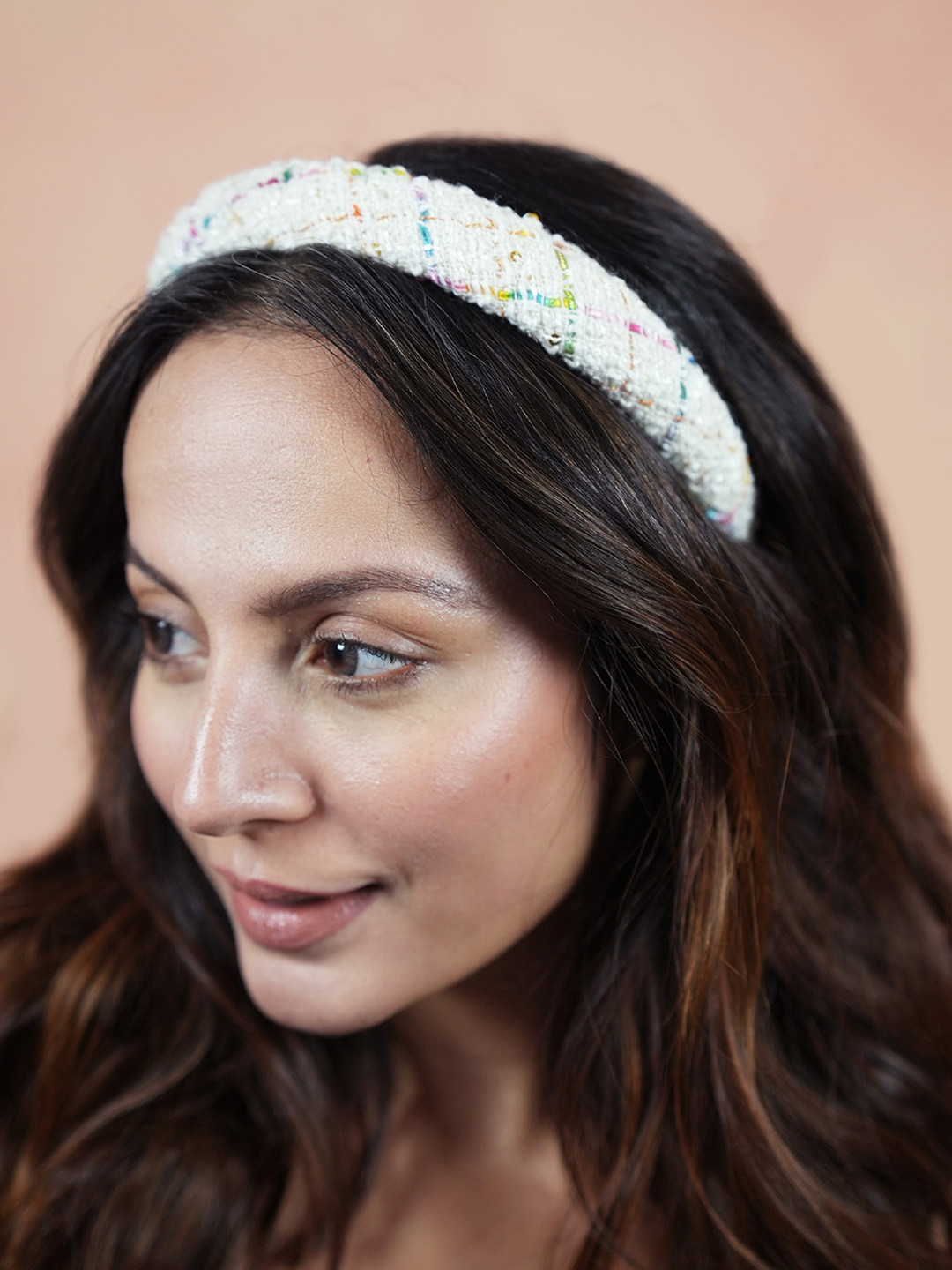 Hair Drama Co. Women Tweed Puff Multicolor Headband Hair Hoops Statement Hairbands