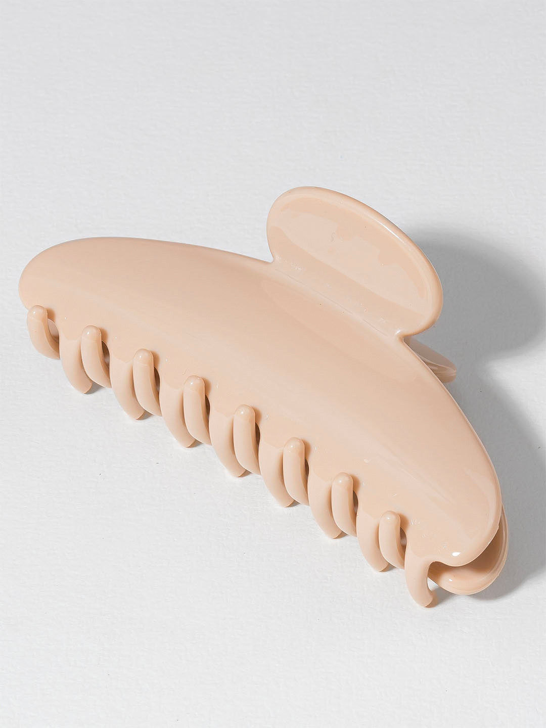 Hair Drama Co. Women Tan Pastel Glossy Acrylic Korean Ponytail Holder Hair Claw Clips