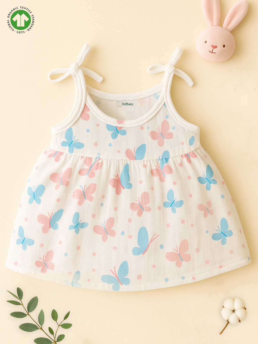 Kidbea Organic Cotton Newborn Baby Girls Sleeveless Dress