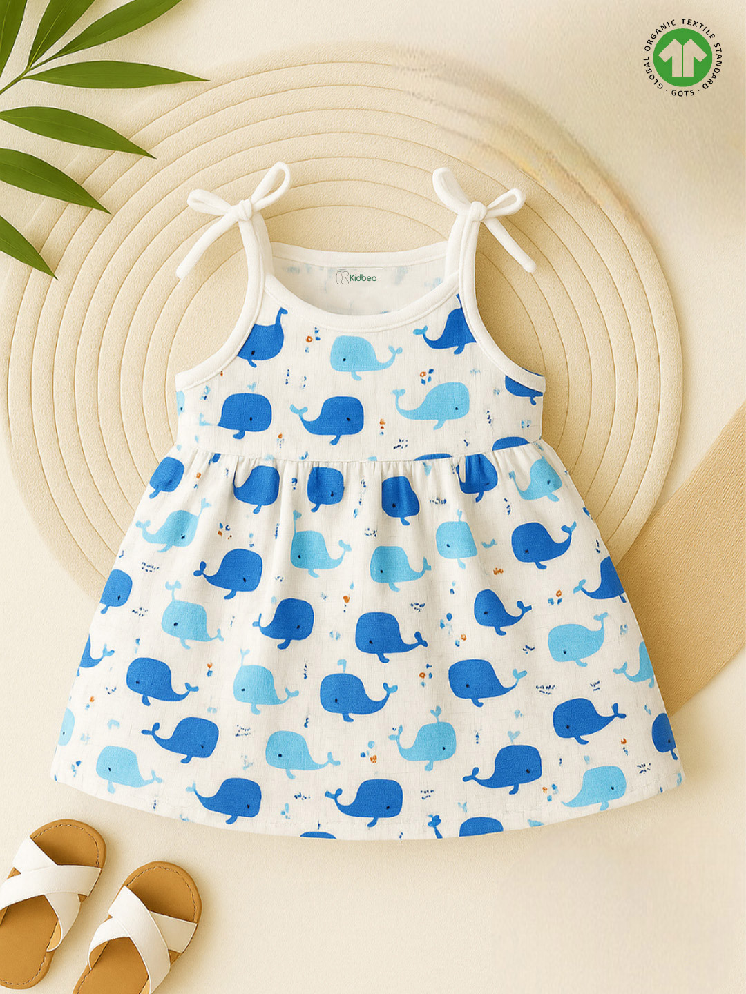 Kidbea Girls Printed Organic Cotton Newborn Sleeveless Fit-Flare Dress