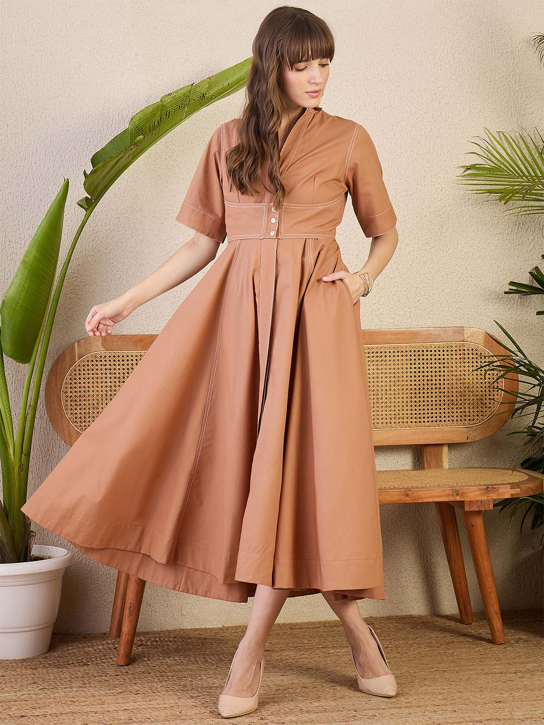 Uptownie Corset Panelled Midi Dress